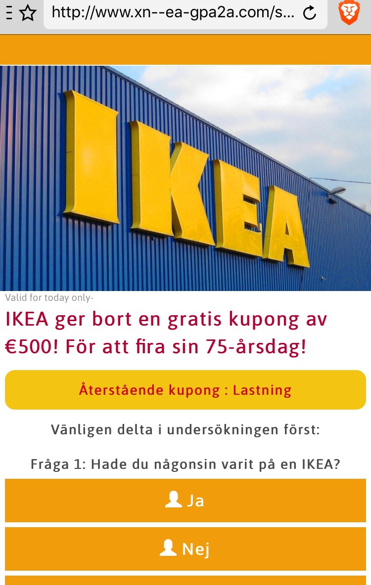 IKEA Kupong en falsk reklam Skadligkod.se